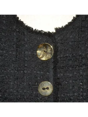 Zara Woman Black Tweed Boucle Long Jacket Coat Size L Gold Statement Buttons thumbnail 5