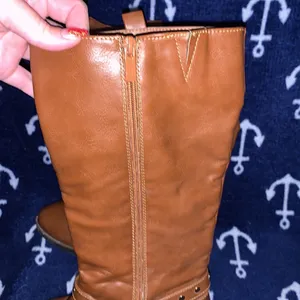 Wanted Lismore Tan Tall Boots With Strap & Stud Detail Inside Zip thumbnail 4