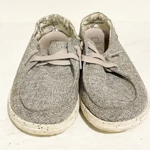 Hey Dude Wendy Linen Size 7 Loafers Gray Woven Slip On Flats Shoes thumbnail 2