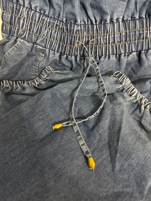indulge Blue Denim Strapless Jumpsuit with Smocked Waist thumbnail 4