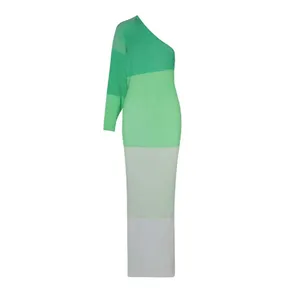 Baobab Leaves Knit One Shoulder Maxi Dress Pistachio Cream Womens Size XS thumbnail 4