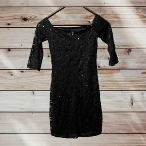 Crystal Doll Sequin Black Mini Party Club Dress Sz XS Little‎ Black Dress Formal thumbnail 2