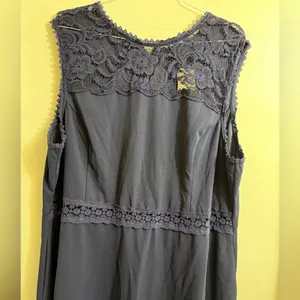 Speechless Navy Blue Lace-Trim A-Line Dress Size‎ 24 thumbnail 4