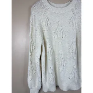 GAP Women’s Chunky Cable Pointelle Popcorn Knit Crewneck Sweater Size S Tall thumbnail 5
