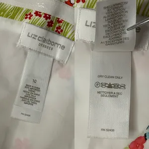 Liz Claiborne Spring Parade Strapless A-line Dress 10 White Floral Cottage NWT thumbnail 11