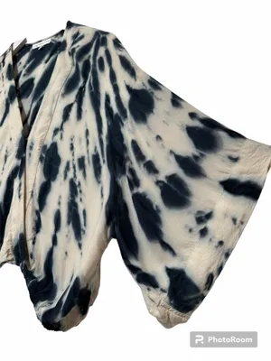 Young Fabulous & Broke Tia Tie Dye Cross Front Kimono Sleeve Crop Blouse Medium thumbnail 3