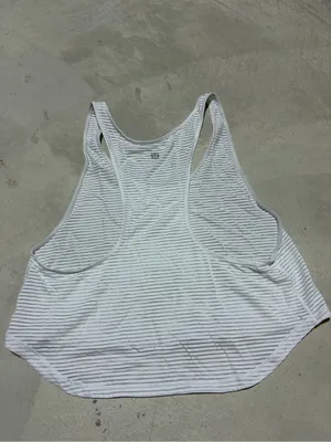Lululemon White Striped Racerback cropped Tank Top thumbnail 3