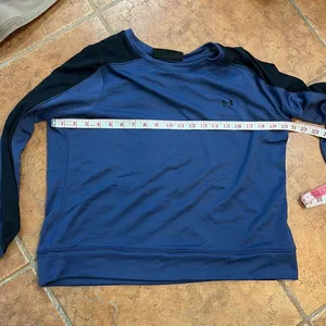 Under Armour Mesh Panel Sweatshirt Womens Blue‎ Black Crewneck Loose Fit Large thumbnail 10