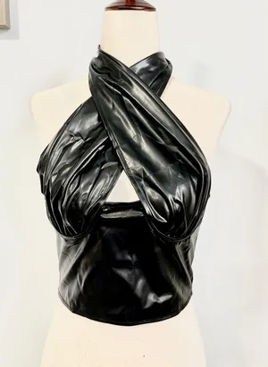 Black Faux Leather Sexy Top thumbnail 1