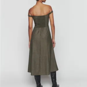Reformation Stratford Wool Blend Midi Dress in Black Check Size: 4 thumbnail 4