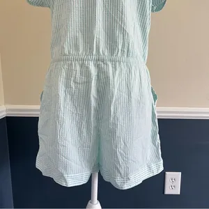 Vineyard Vines Seersucker Striped Romper in Aqua Size Large Short Sleeve thumbnail 7