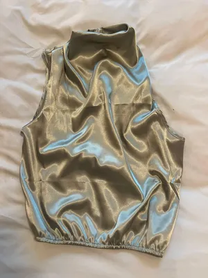 Silk High neck Blouse Top Green thumbnail 1