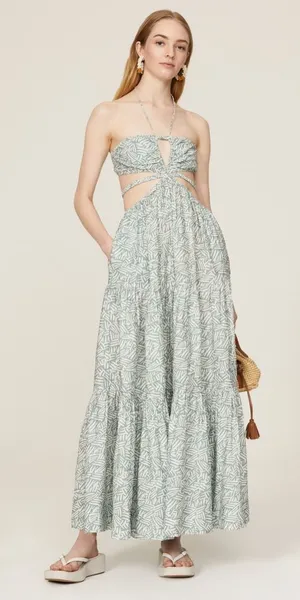 SIMKHAI Laurel‎ Palm Leaf Maxi in Suft Print Size xs thumbnail 1