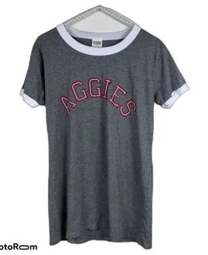 Victoria's Secret Pink Aggies tee Small grey maroon‎ thumbnail 1