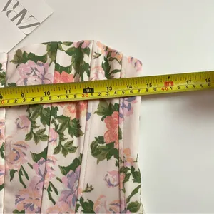 ZARA Cream and Pink Floral Corset Top thumbnail 7