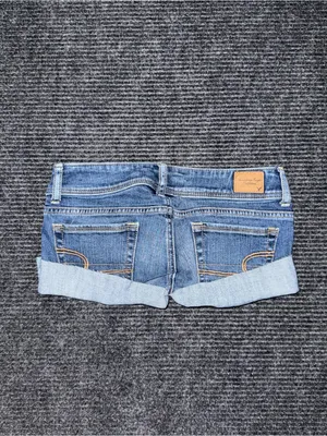 American Eagle Low Rise Micro Mini Denim Shorts Sz 0 Y2K Grunge 2000s thumbnail 2