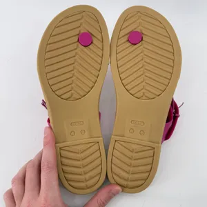 Crocs Tulum Toe Post Sandal Flip Flop Fuchsia Pink Tan Women 8 Buckle Straps thumbnail 7