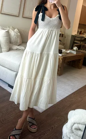 Adelyn Rae Cream and Black Midi Dress thumbnail 1