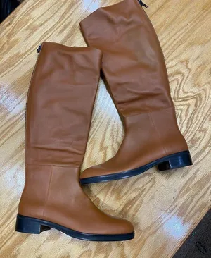 Frame Le Ramsay Knee High Boots Women's 8 Brown Leather Block Heel Zip Back S25 thumbnail 2