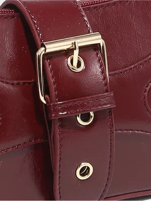 SHEIN Burgundy Mini Shoulder Bag with Buckle Strap thumbnail 7