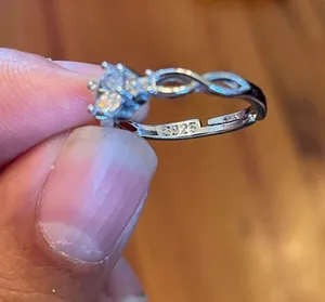 S925 Adjustable Zircon silver ring thumbnail 8