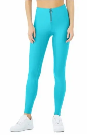 Alo Yoga Bright Aqua High-Rise Airlift Leggings with Front Zip thumbnail 1