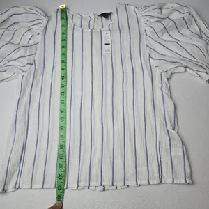 J. Crew NWT Women's Puff‎ Sleeve Top in Sheer Gauze White Striped Size XS thumbnail 9