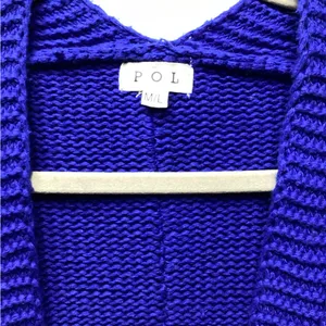 POL chunky cable knit sweater Long open front Belted cardigan Royal Size M/… thumbnail 11