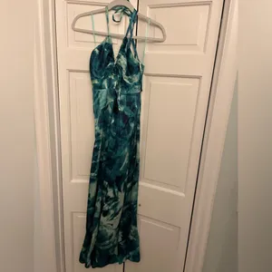 Beautiful silk green tie dye satin maxi thumbnail 3