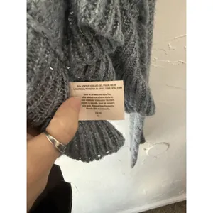 Decree Sweater Y2k XL Gray Metallic Ruffle Open‎ Cardigan Knit Cropped Soft thumbnail 6
