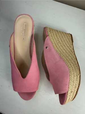 KATE SPADE Thea Wedge in Rococo Pink Sz 8 Suede Espadrille Feminine Girly thumbnail 6