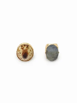 Zara Pack of Two Metal Resin Shell Statement Chunky Rings Ring Size 6 and 7 NWT thumbnail 2