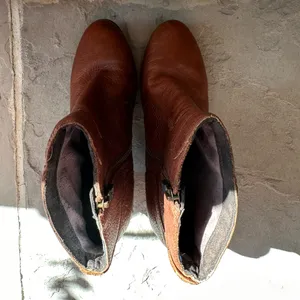 Timberland Womens Stratham Ankle Boots Block Heel Brown Leather Lug Sole thumbnail 7