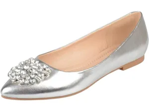 NWT Journee Collection Slip On Pointed Toe Ballet Dress Flats Silver Gray 5.5W thumbnail 1