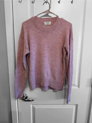 Old Navy Women’s S Tall Heathered Mauve Pink Crewneck Sweater thumbnail 2