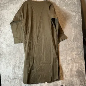 Sseko One Size Olive Green Linen Blend Long Duster Open Front Lagenlook New thumbnail 4