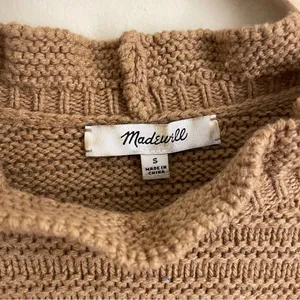 Madewell Merino Wool Blend Textured Knit Ruffle Sweater Camel Brown Size S thumbnail 13