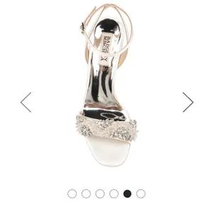 Badgley Mischka White Jeweled Block Heel Sandals thumbnail 4