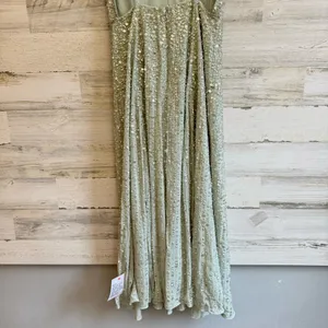NWT ASOS Embellished Cami Midi Dress in Sage Green Sz4 A-line Fit & Flare Sequin thumbnail 11