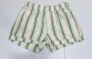 Old Navy High Rise Linen Blend Shorts Womens S Pull On Cuffed Green Multi Stripe thumbnail 1