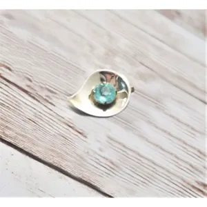 Vintage Screw On Earrings - Teardrop Shape with Turquoise Tone Gem thumbnail 7