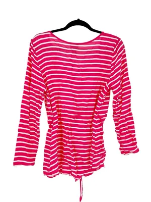 Motherhood Maternity Oh Baby Pink Striped Maternity Tunic Top Empire Waist Tie Size Large thumbnail 3