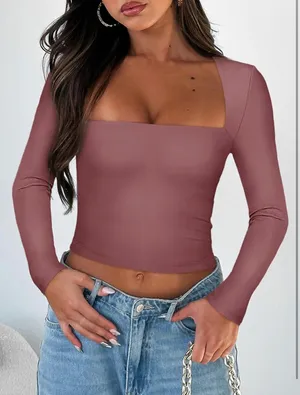Square Neck LS Shirt Purple thumbnail 4
