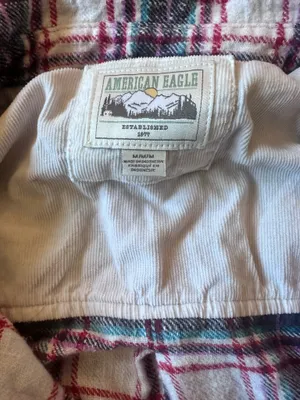 American Eagle 100% cotton plaid flannel size M 🍂 thumbnail 3