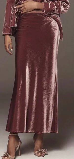 Anthropologie The Tilda Maxi Slip Skirt: Velvet Edition, Size XXS thumbnail 1