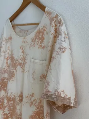Bleached grunge off the shoulder pocket tee Tan Size XL thumbnail 5