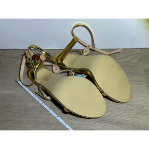 Cute formal Gold Strappy Stiletto Sandals Gemstone Beads Size 7 wedding prom thumbnail 3