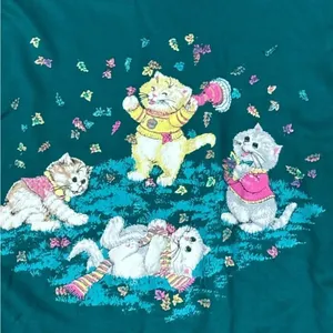 Land N’ Sea Vintage Cat Autumn Crewneck Sweater Women’s Medium thumbnail 3