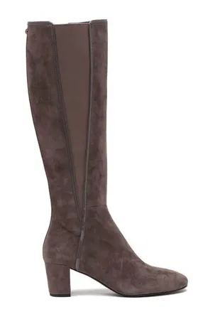 DONALD PLINER Suede Knee High Boot Chunky‎ Heel Round Toe Taupe Gray Size 6.5 thumbnail 1