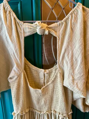 Free People Summer Picnic Mini Dress Smocked Babydoll Puff Sleeve Cottagecore XS thumbnail 7